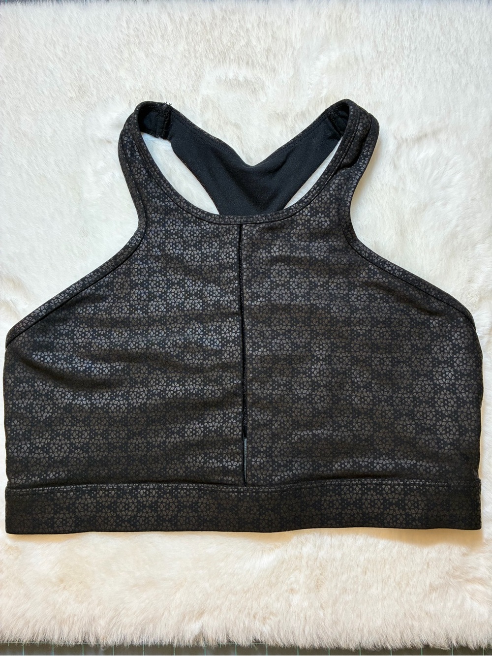 ZYIA Black Gray Flower Power Racerback Sports Bra Sz Large Activewear Yoga